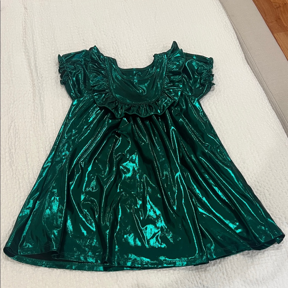 Pink Chicken green metallic dress, 5